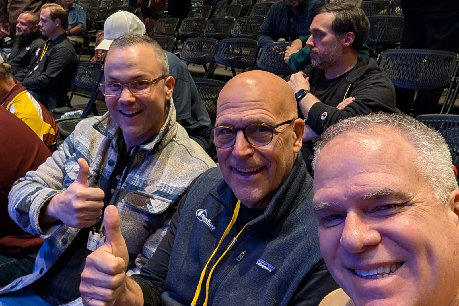 David with two brothers in Christ at a men's retreat