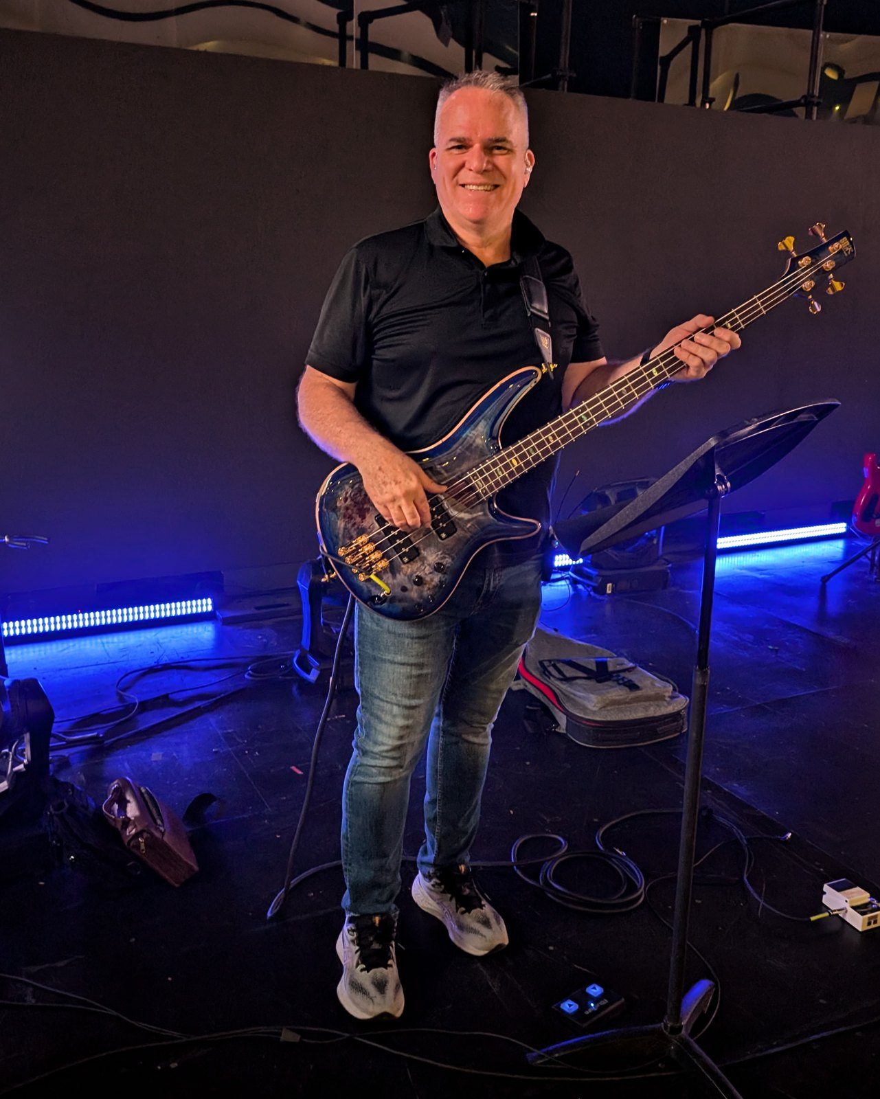 David playing bass on the worship team